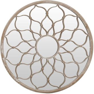 vidaXL Garden Mirror Sand 60x3 cm Iron Round for Outdoor Use vidaXL