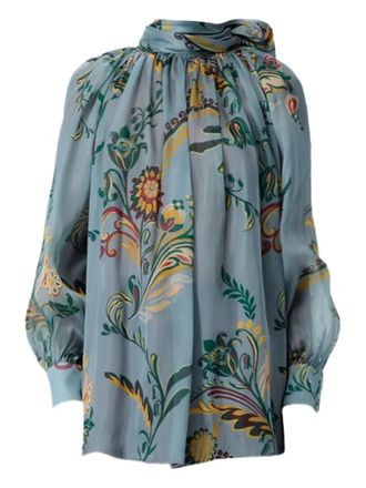 Etro Top met strikkraag - Blauw