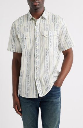 Pendleton Laramie Short Sleeve Snap-Up Western Shirt in Laurel Grove Stripe at Nordstrom, Size Small