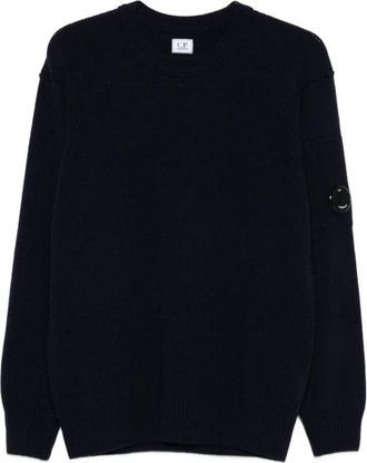 C.P. Company Blue Crewneck Lens Detail Sweater