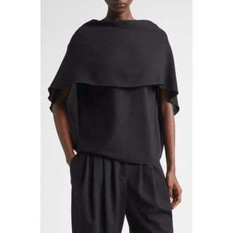 Michael Kors Wool Crepe Cape Top in Black at Nordstrom, Size X-Small