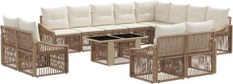 vidaXL Conjunto De Sof&aacute;s De Jard&iacute;n 13 Uds. Beige Y Blanco Crema Vidaxl