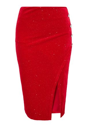Faina Fluwelen rok met glitters Dames rood