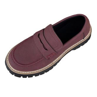 Generic Purple Ladies Comfort Frosted Round Toe Platform Loafers with Thick Heel Mid Height Suitable for Various Settings