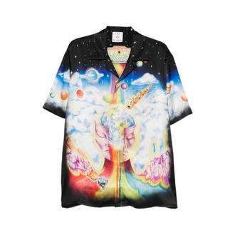 Casablanca Short Sleeve Shirts, male, Black, Size: XL Essex Shirt