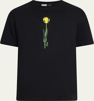 Loewe Mens Jersey Flower Print Graphic T-Shirt
