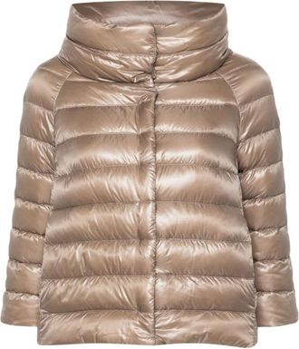 Herno Sofia Cape Jacket - Dames - Gewatteerde jassen - Beige - S - Katoen - Jassen