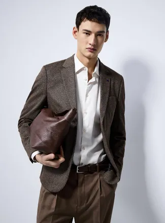 Soul of London Mens Sepia herringbone jacket