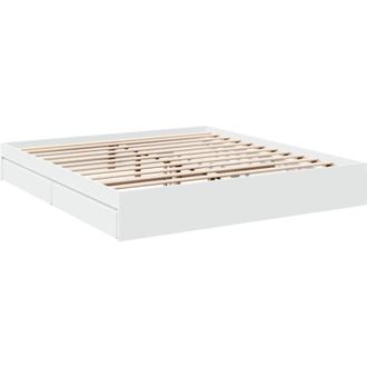 vidaXL Giroletto con Cassetti Bianco 200x200 cm in Legno Multistrato - Vidaxl