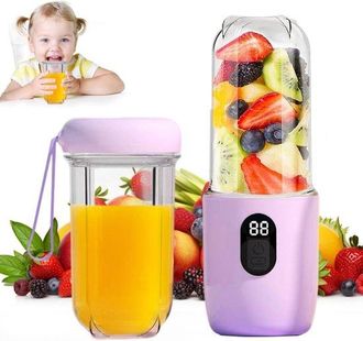No Brand Licuadora Port&aacute;til De 500 Ml, Preparadora De Batidos Port&aacute;til Con Pantalla Digital, Licuadora El&eacute;ctrica Usb Con 16 Cuchillas, Rosa