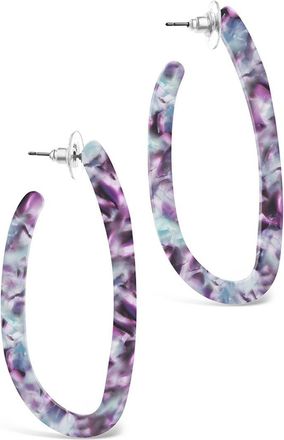 Sterling Forever Open Oval Resin Hoops