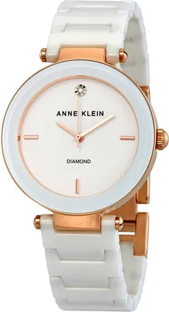 Anne Klein White Dial White Ceramic Ladies Watch 1018RGWT