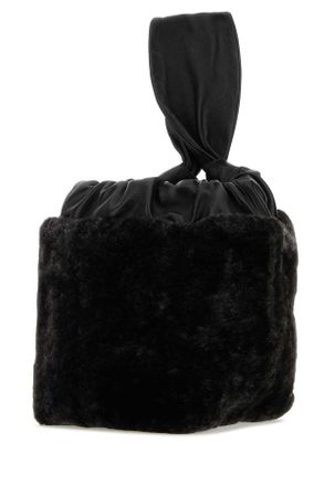 Jil Sander Womens Black Shearling Clutch 001