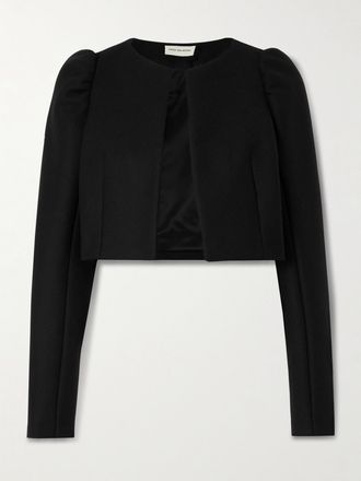 Dries Van Noten Giacca Cropped In Misto Lana - Nero
