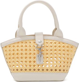 Adornia White Kane Rattan Shoulder Bag with Removable Strap
