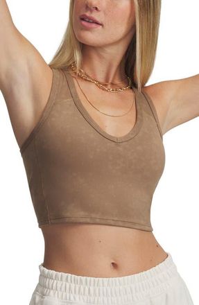 Under Armour Meridian Faux Suede Sports Bra in Camel //Camel at Nordstrom, Size X-Large