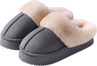 Generic Womens Slippers Fuzzy Memory Foam Suede Slippers Cosy Fluffy Winter Warm House Shoes Lightweight Anti-Slip Indoor Outdoor Ladies Slippers