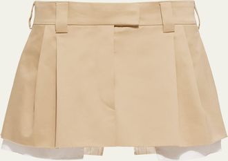 Miu Miu Raw-Edge Pleated Mini Skirt