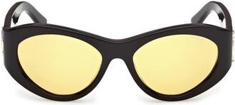 Emilio Pucci 54mm Cat Eye Sunglasses in Black /Fishtail Logo /Amber at Nordstrom