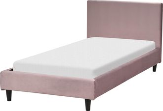 Beliani Beliani - Cama Tapizada En Terciopelo Rosa 90 X 200 Cm Marco De Listones Cabecero Estilo Moderno Fitou