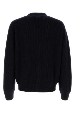 Prada Mens Dark Blue Cashmere Cardigan Bleu Maglieria