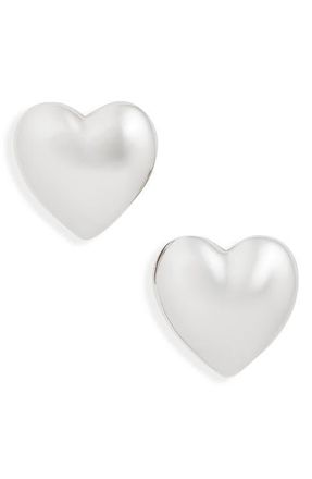 Open Edit Puffy Heart Stud Earrings in Silver at Nordstrom