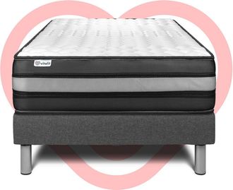 VITALIT Base Tapizada Gris + Colch&oacute;n Con Espuma Viscoel&aacute;stica 90 X 200