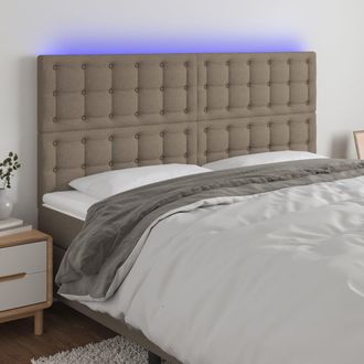 vidaXL Cabecero Con Luces Led Tela Gris Taupe 160x5x118/128 Cm Vidaxl