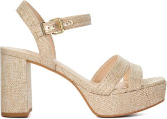 Dune London Womens Ladies Molten - Leather Mid-Platform Sandals - Natural - Size UK 8