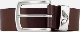 Emporio Armani Mens Eagle Logo Leather Brown Belt - Size: 100