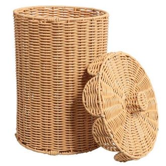 Happimess Resin 2.9-Gallon Cylinder Wicker Watebasket with Scalloped Lid in Natural at Nordstrom