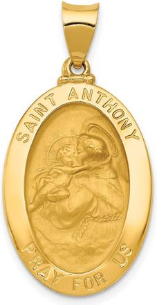 Diamond2Deal 14k Yellow Gold Polished and Satin St. Anthony Medal Hollow Pendant