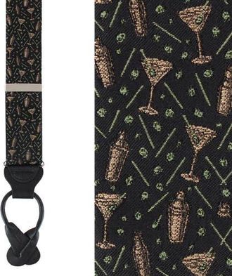 Trafalgar Store Happy Hour Martini Fun Novelty Silk Button End Suspenders in Black at Nordstrom