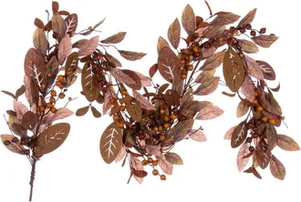 Vickerman 5Ft Artificial Fall Berry & Wood Leaf Garland