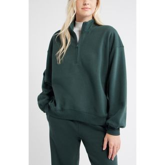 BP. Relaxed Quarter Zip Pullover in Green Gables at Nordstrom Rack, Size Large