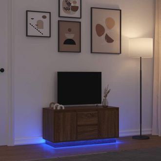 Berkfield Home TV Cabinet with LED Lights Brown Oak 100x41x50 cm | Size: 100 x 41 x 50 cm
