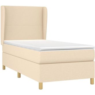 vidaXL Vidaxl - Cama Box Spring Con Colch&oacute;n Tela Color Crema 90x200 Cm