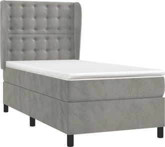 vidaXL Vidaxl - Cama Box Spring Con Colch&oacute;n Terciopelo Gris Claro 100x200 Cm