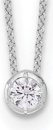 Diamond2Deal 14k White Gold 1/4 Ct Lab Grown Diamond Solitaire Slide Necklace 18 Clarity VS, Color D-E