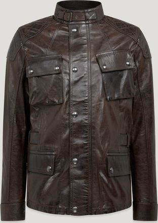 Belstaff Turner Motorcycle Jacket Mens Hand Waxed Leather Blackbrown Size M