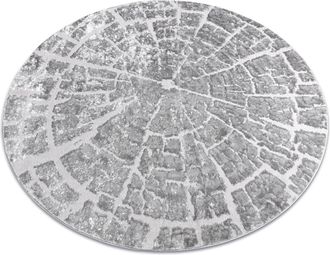 RugsX Rugsx - Alfombra Mefe Moderna Circulo 6185 &Aacute;rbol Madera - Structural Dos Niveles De Vell&oacute;n Gris Grey Circulo 120 Cm