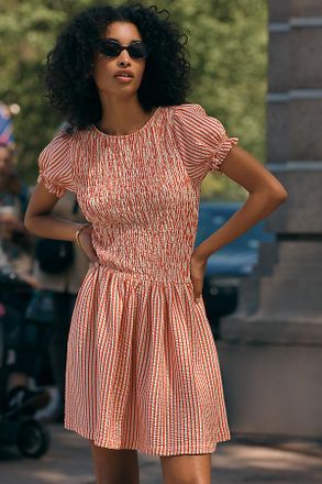 Maeve Margie Smocked Stripe Midi Dress