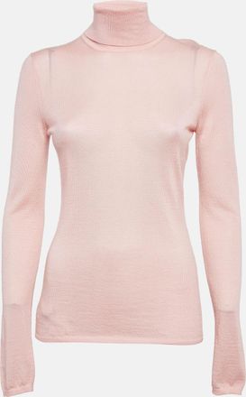 Gabriela Hearst Blush Pink Cashmere Blend Knit Turtleneck Sweater