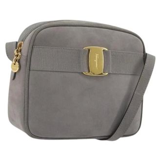 Ferragamo Pre-owned Suede Shoulder Bag - Dames - Pre-owned - Grijs - Maat: ONE Size Su&egrave;de