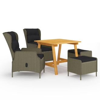 vidaXL Juego De Comedor Para Jard&iacute;n De 5 Piezas Marr&oacute;n Vidaxl