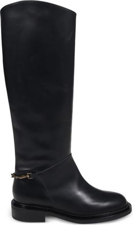 Sergio Levantesi Laura56 chain-leather boots - women - Calf Leather/Goat Skin/Leather/Rubber - 38.5 - Black