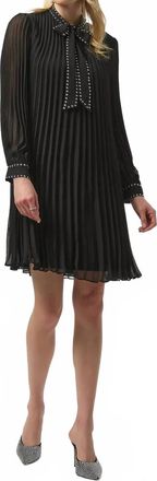 Joseph Ribkoff Pleated A-Line Mini Dress In Black