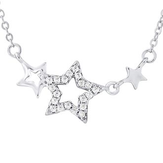 Lola Van Der Keen Womens Necklace - Like a Star Collection Silver Sterling - One Size