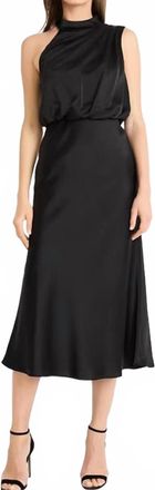 Maggy London One Shoulder Asymmetrical Midi Dress In Black