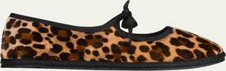 Vibi Venezia Leopard-Printed Canvas Mary Jane Ballerina Flats
